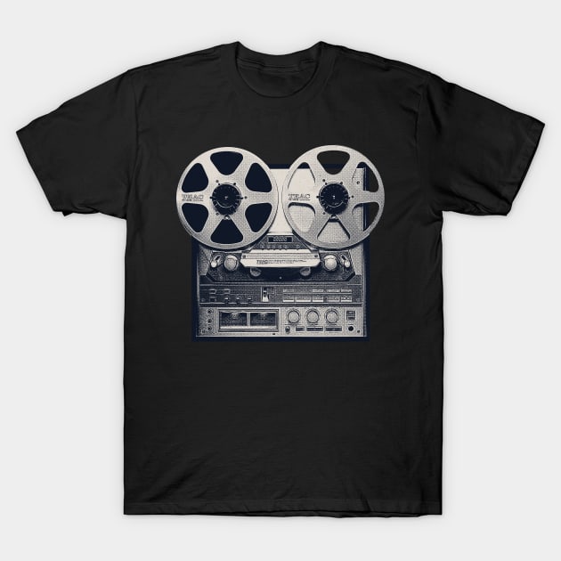 Vintage Reel To Reel Tape Player Design T-Shirt by unknown_pleasures